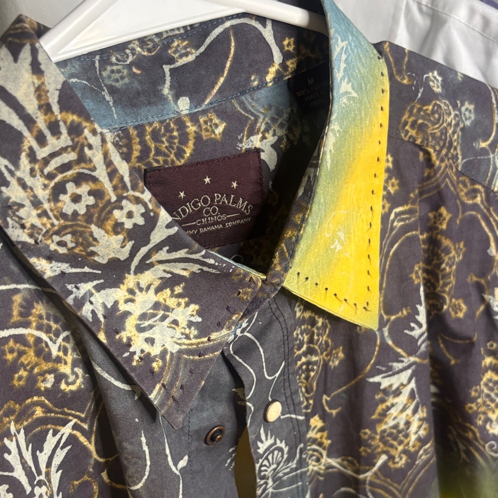 Tommy Bahama Indigo Palms Yellow and Gray Shirt